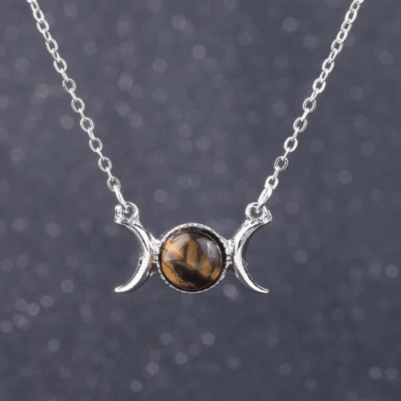Triple Moon Gemstone Necklaces