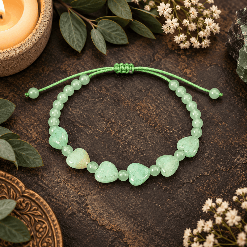Adjustable Hearts Gemstone Bracelets