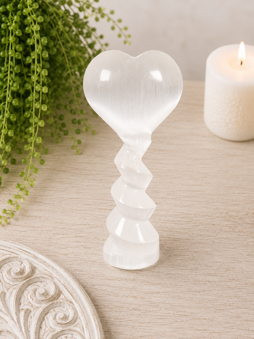 15cm Selenite Spiral with Heart