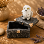 Snowy Owl Treasure Chest Trinket Box
