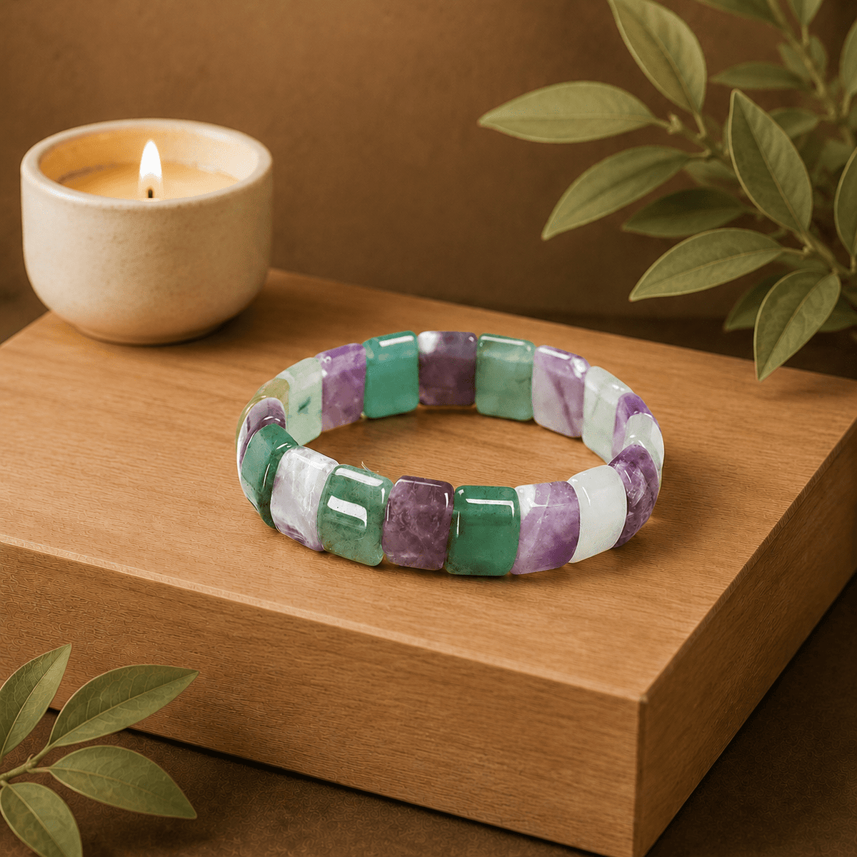 Amethyst & Aventurine Gemstone Bracelet