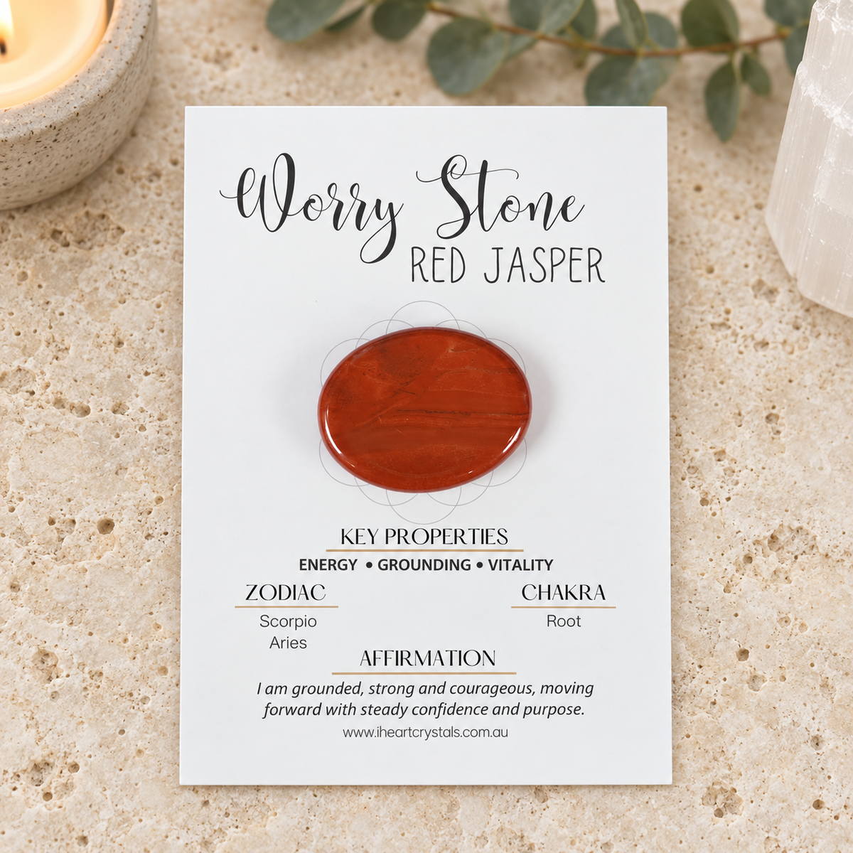 Red Jasper Oval Shape Worry Stone (Thumb Stone)