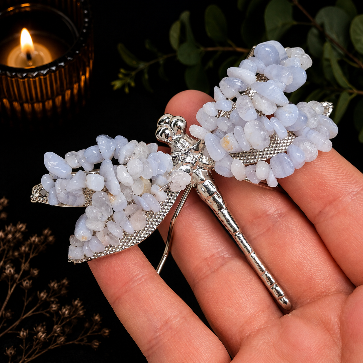 Gemstone Dragonfly - Blue Lace Agate