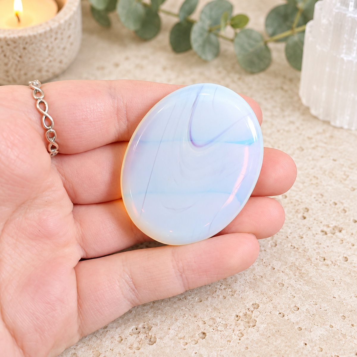 Opalite Oval Shape Worry Stone (Thumb Stone)