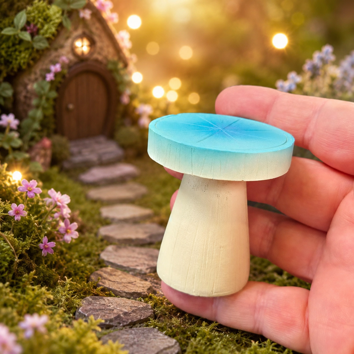6cm Blue Fairy Garden Stool
