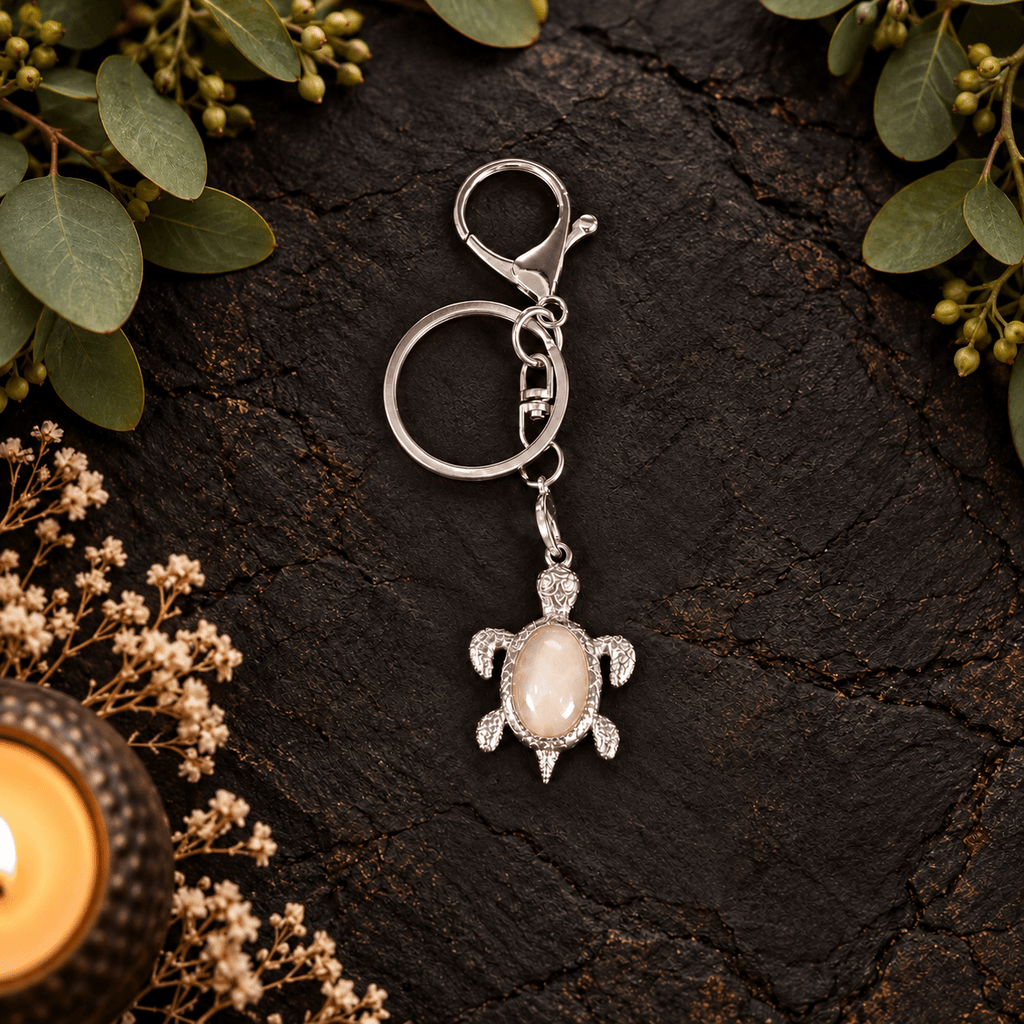 Rose Quartz Turtle Gemstone Keyring