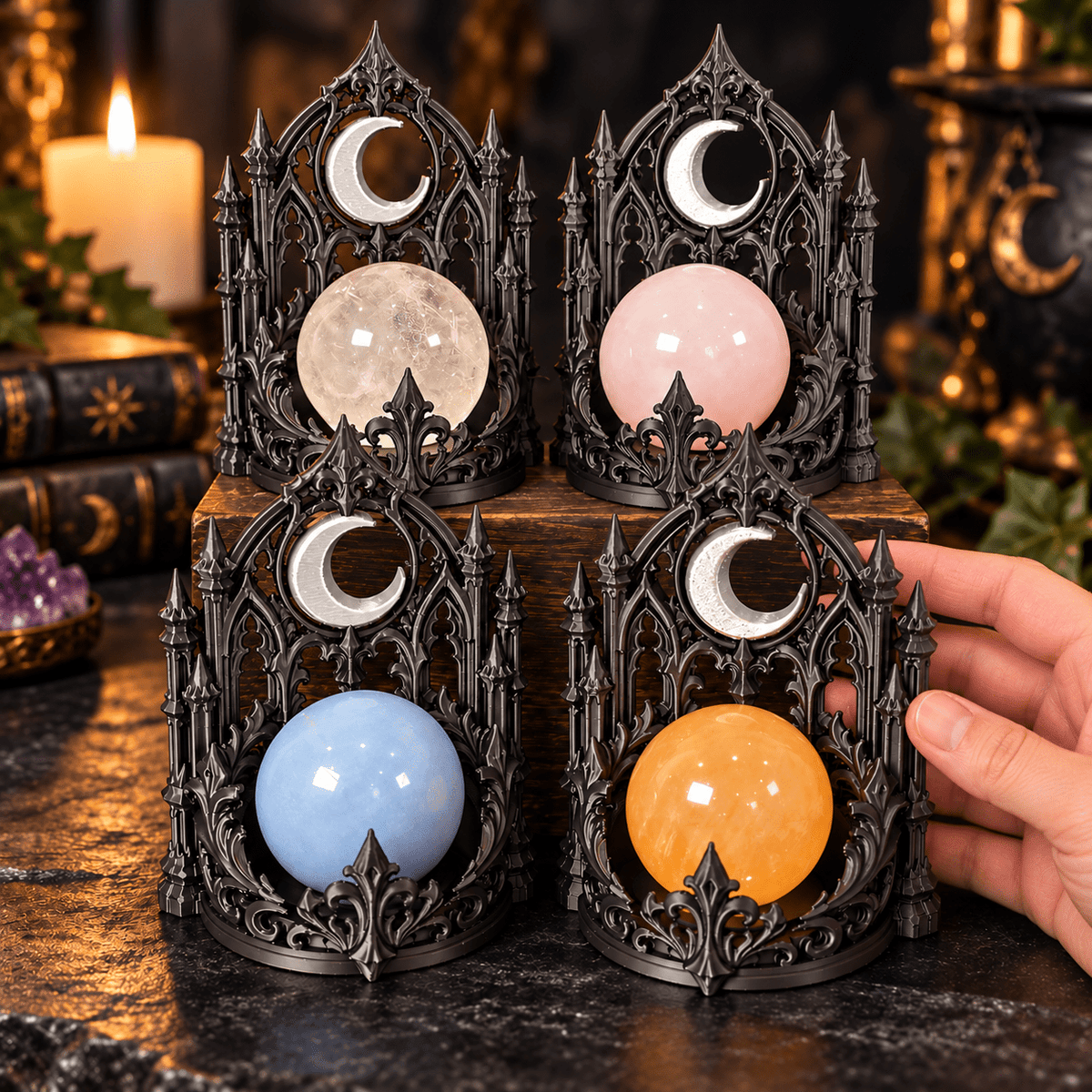Gothic Moon Sphere Stand