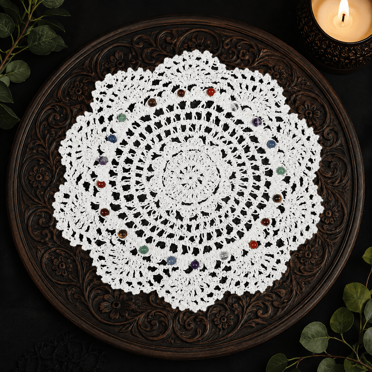 Chakra Gemstone Beaded Doily