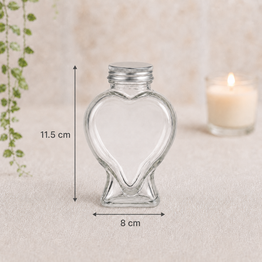 Large 225ml Heart Glass Jar