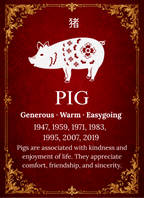 Year of the Pig Chinese Zodiac 4cm Glass Magnet