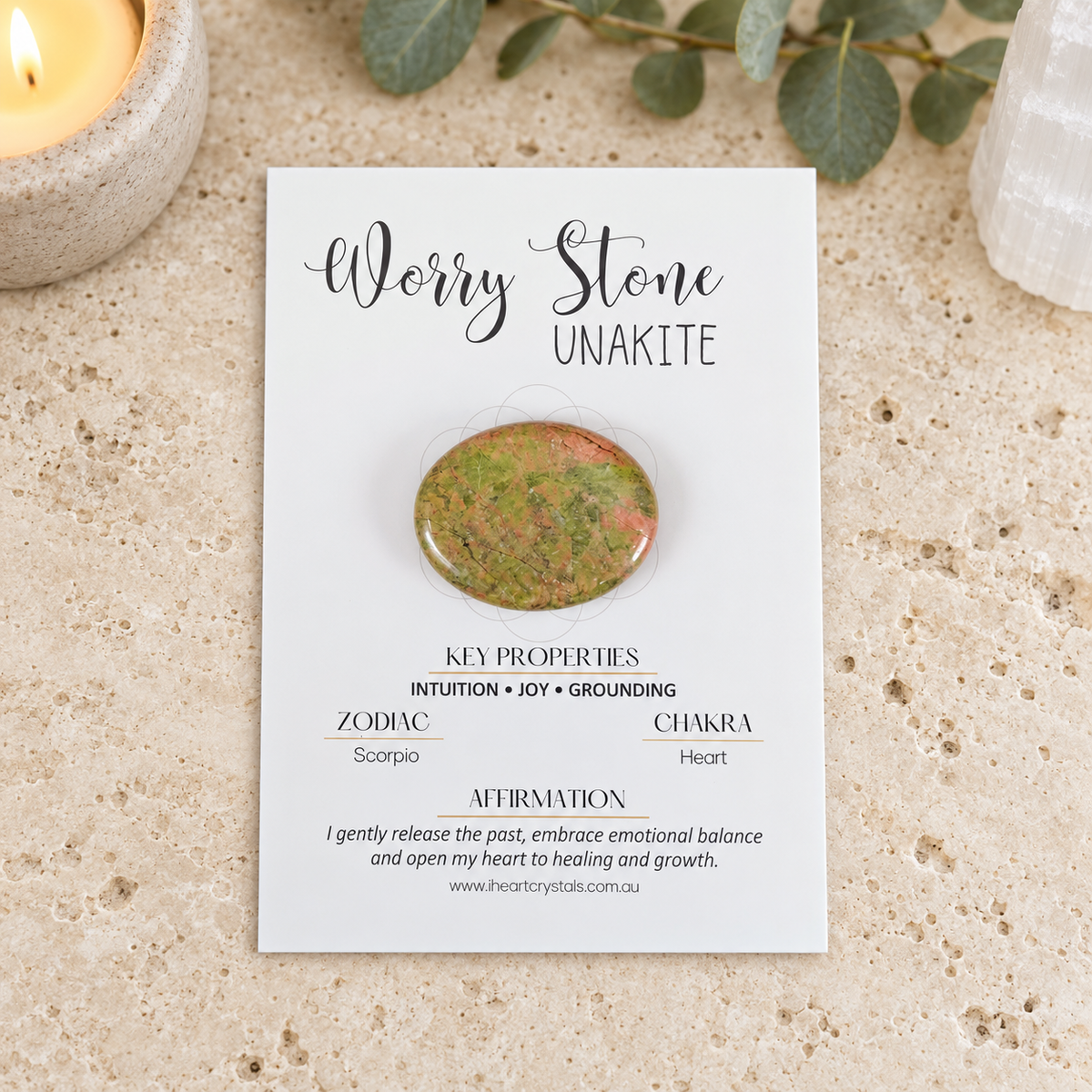 Unakite Oval Shape Worry Stone (Thumb Stone)