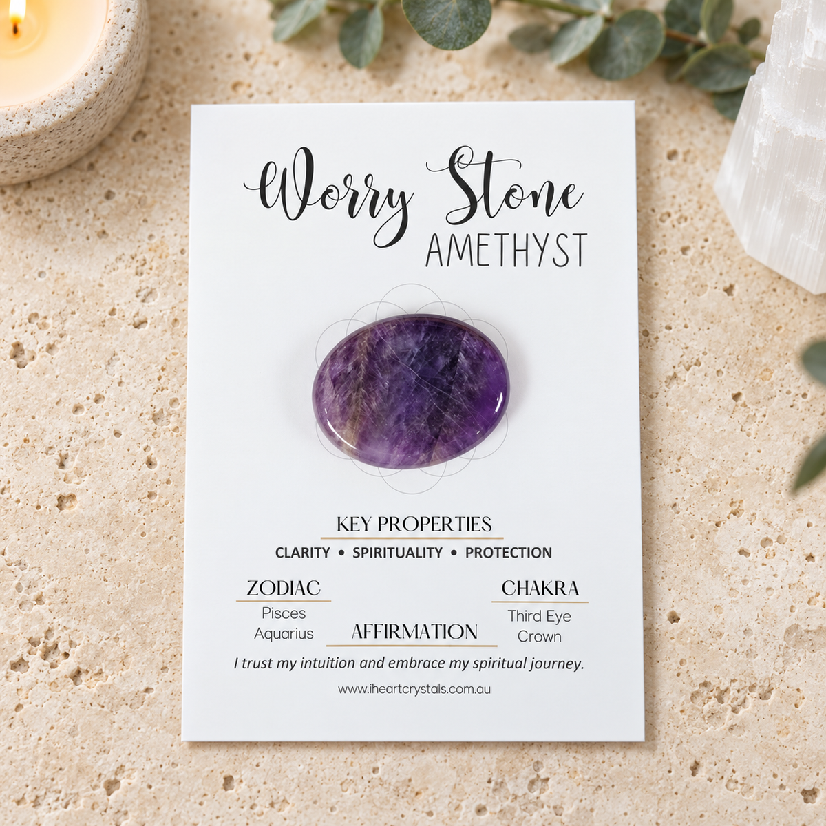 Amethyst Oval Shape Worry Stone (Thumb Stone)