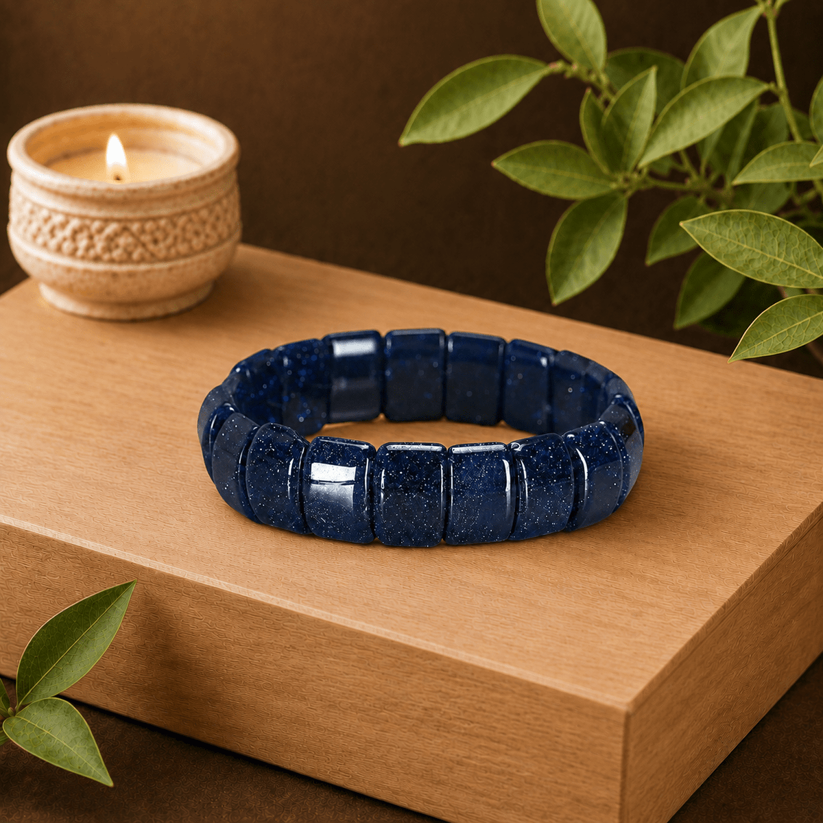 Blue Goldstone Gemstone Bracelet