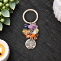 6.5cm Engraved Tree of Life Chakra Gemstone Keyring