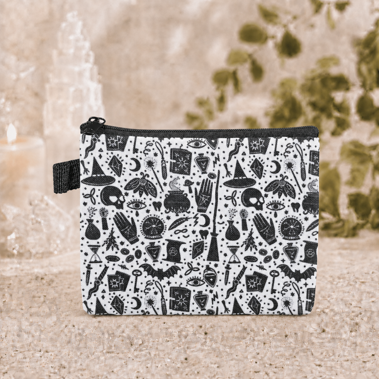 Black & White Witchy Print Coin Purse