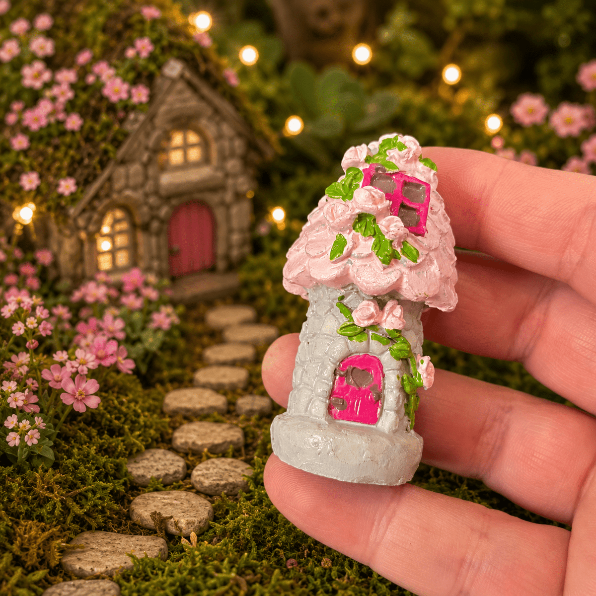 6cm Pink Fairy Garden House