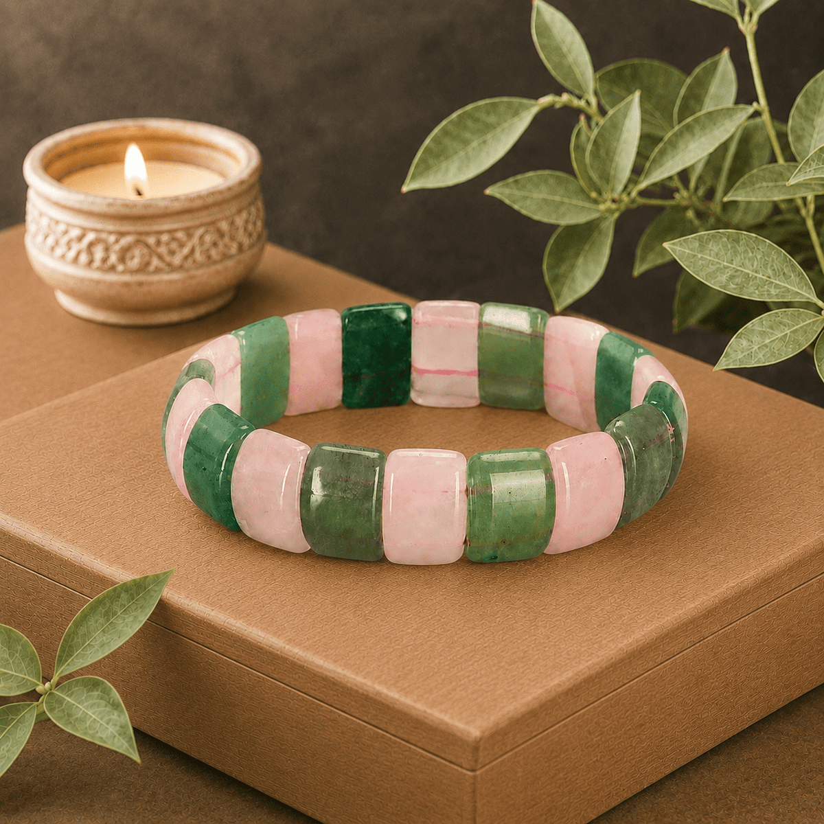 Aventurine & Rose Quartz Gemstone Bracelet