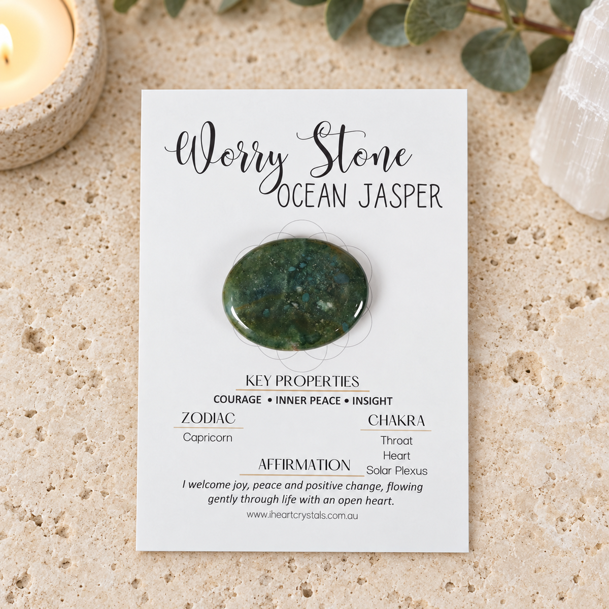 Ocean Jasper Oval Shape Worry Stone (Thumb Stone)