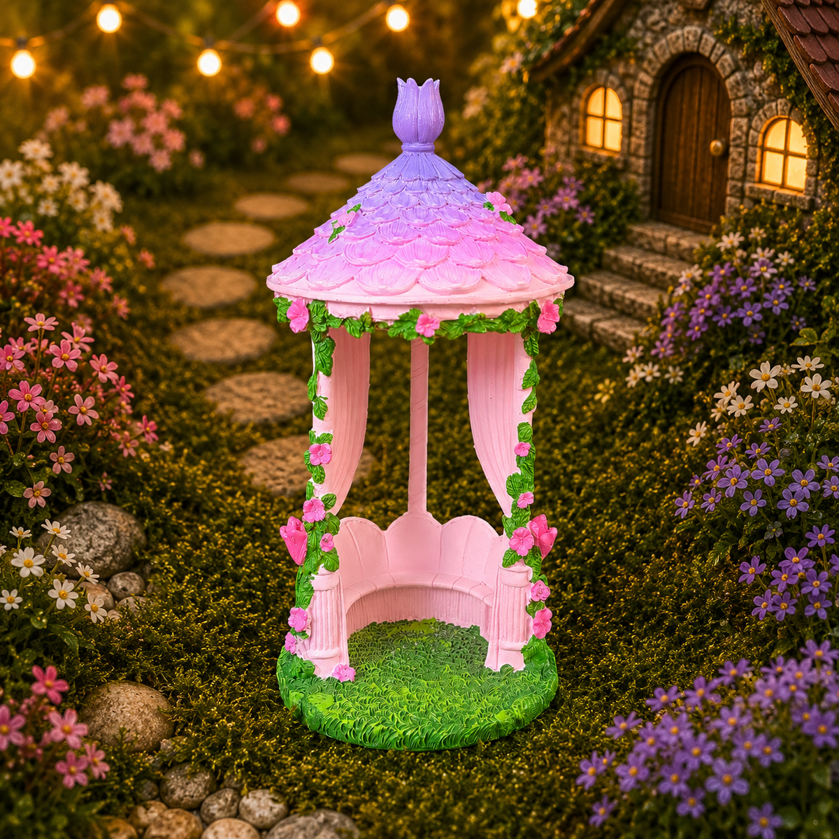 26cm Purple Top Fairy Garden Gazebo