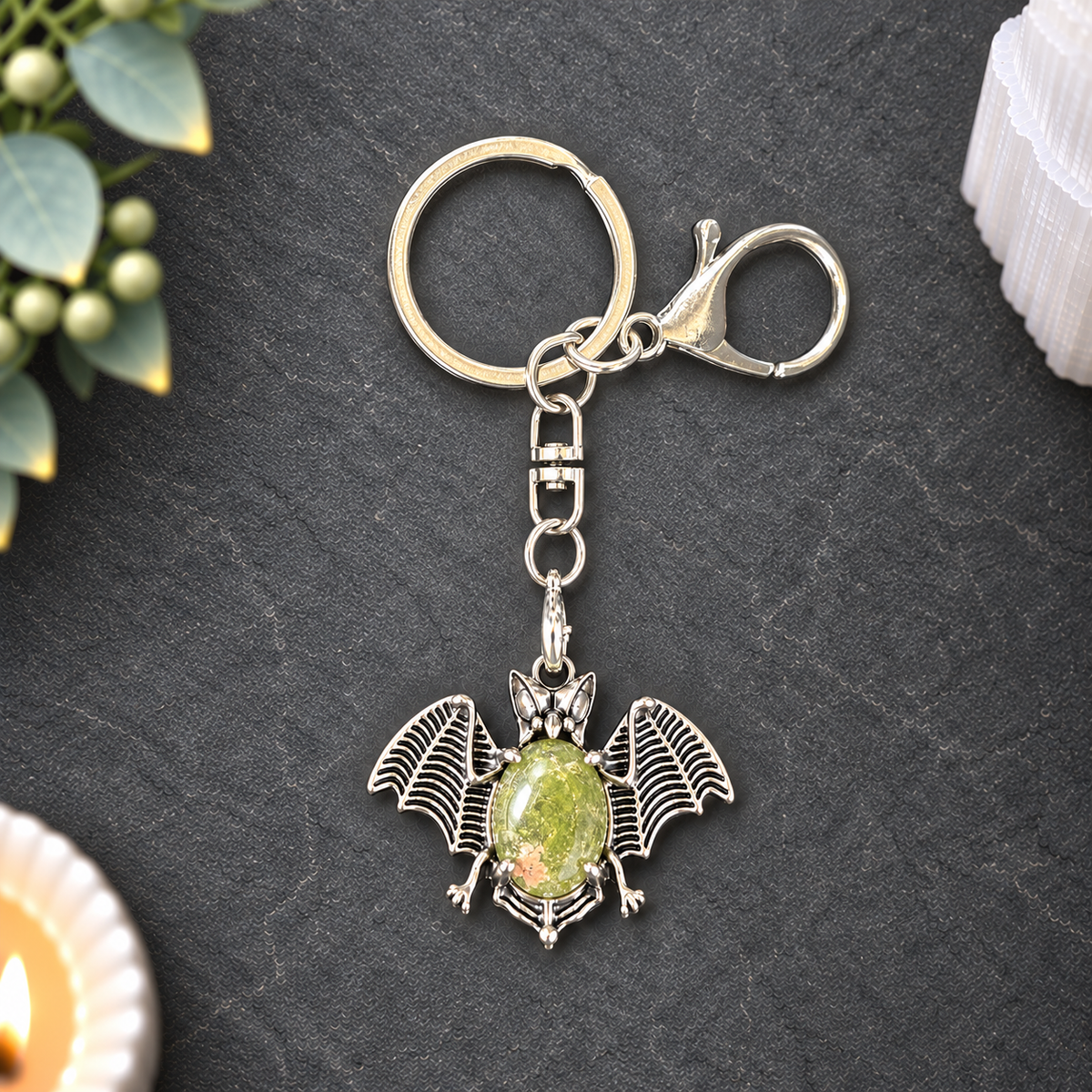 Unakite Bat Keyring