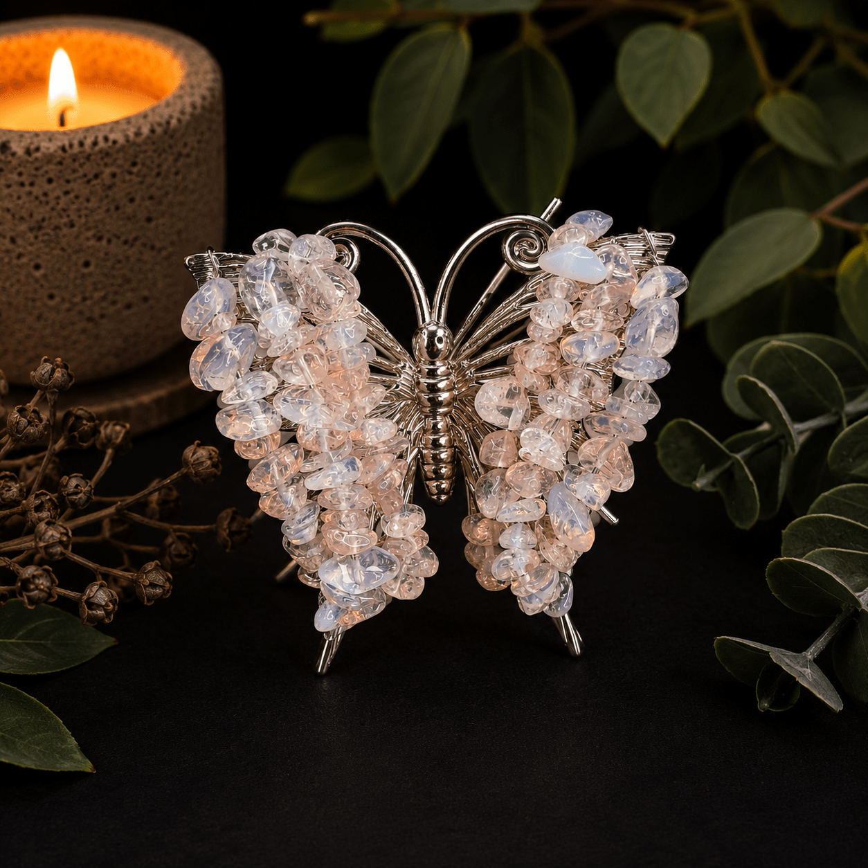 Pink Opalite Gemstone Butterfly