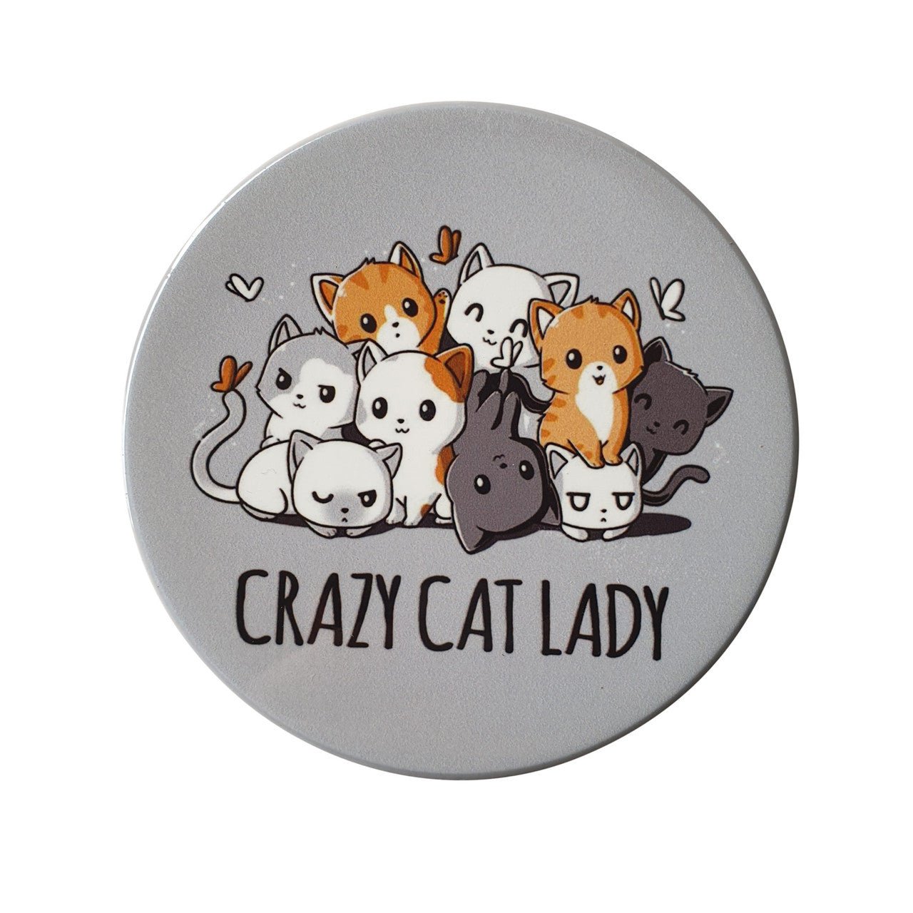 Set of 4 Grey Crazy Cat Lady Ceramic Coasters