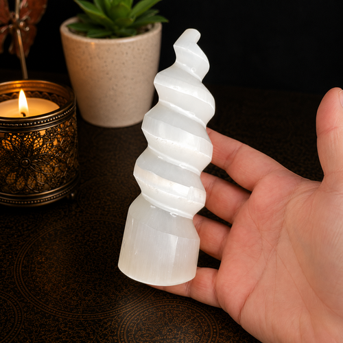 15cm Selenite Unicorn Horn/Spiral