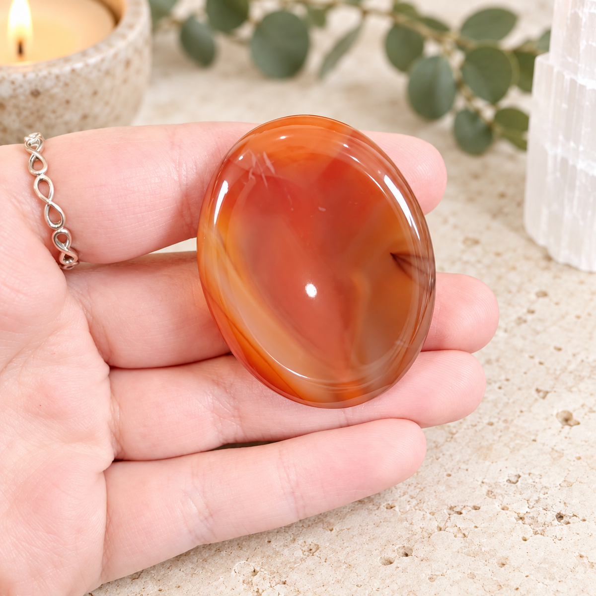 Carnelian Oval Shape Worry Stone (Thumb Stone)