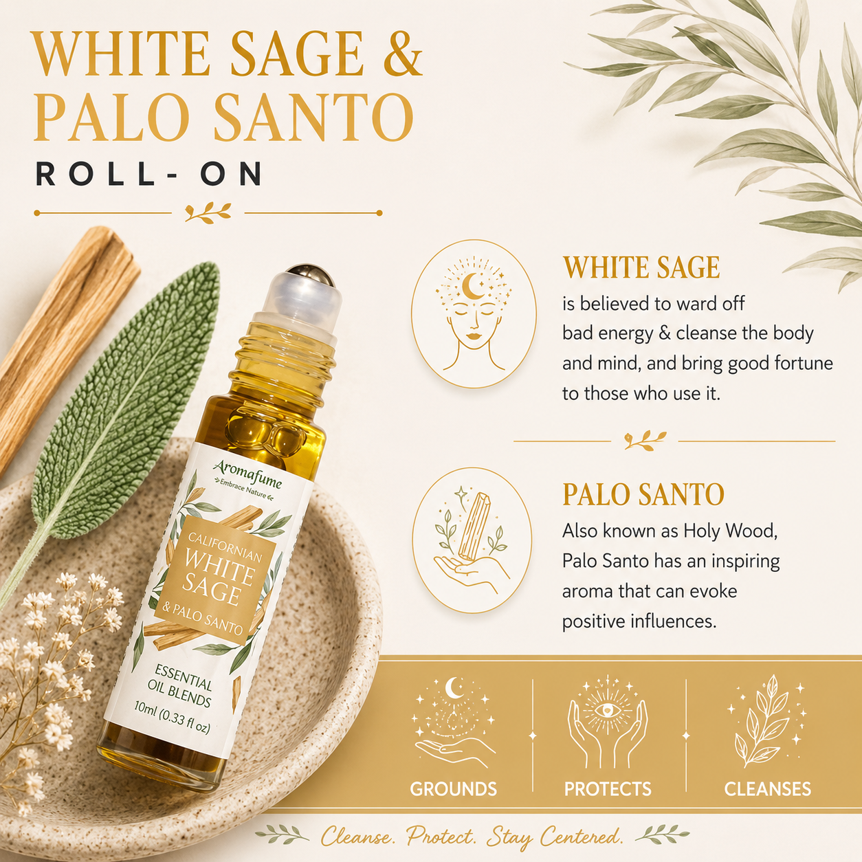 Californian White Sage & Palo Santo Essential Oil Roll-On 10ml
