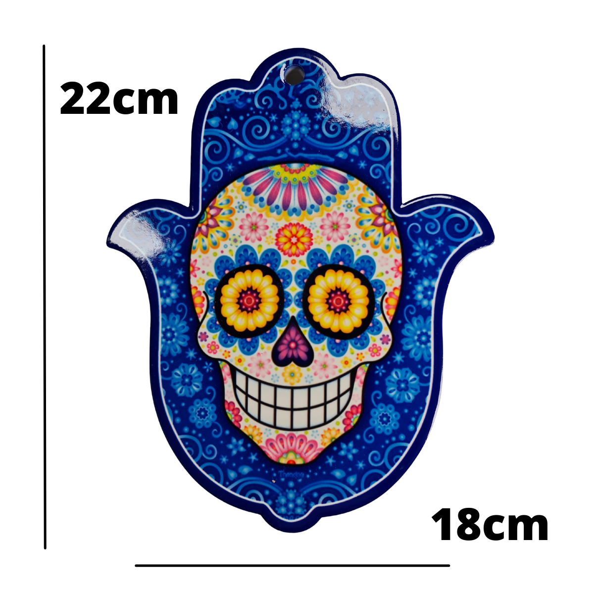 Blue Sugar Skull Standing  Ceramic Trivet