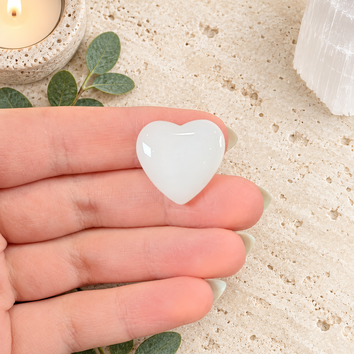 White Jade 2cm Gemstone Heart