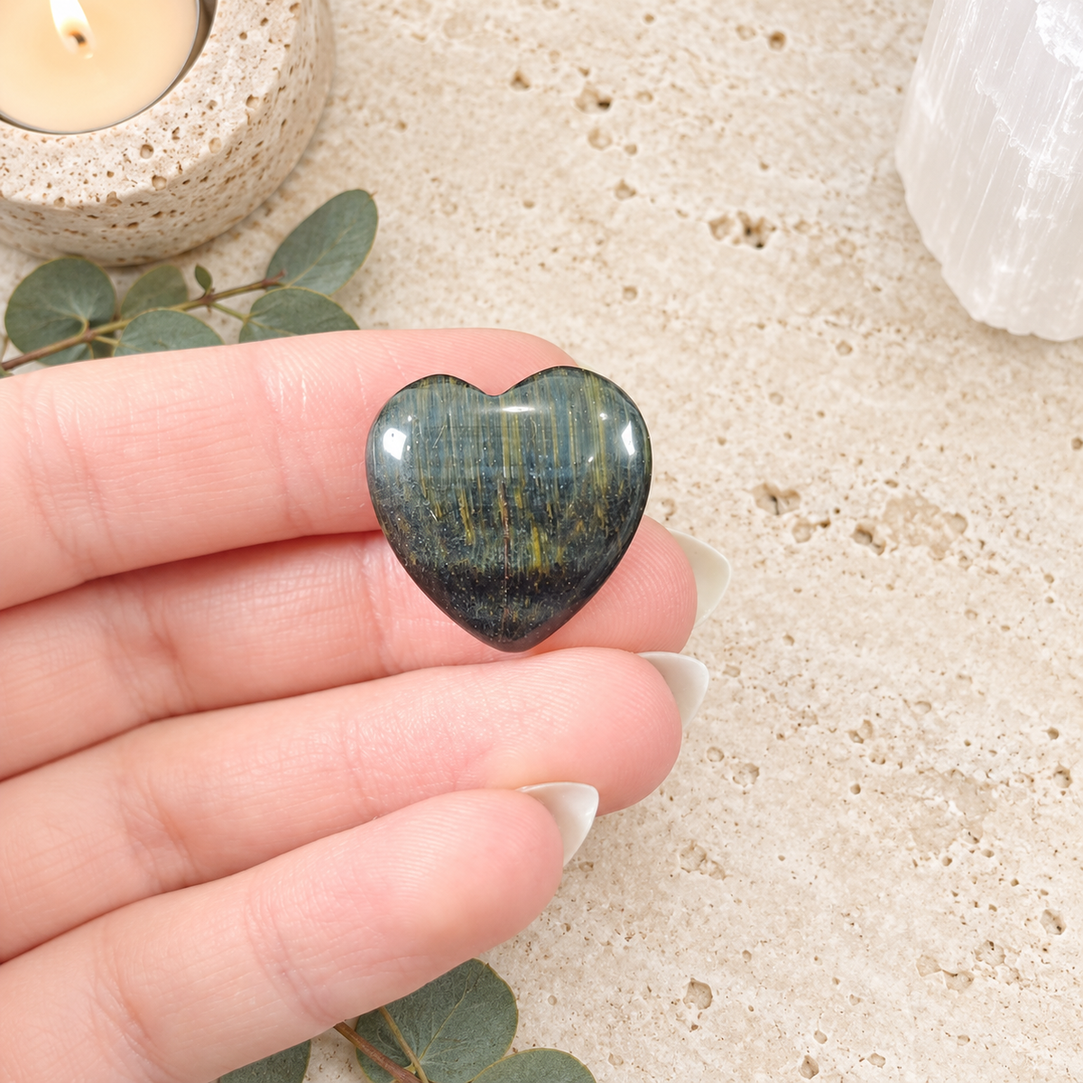 Blue Tiger Eye 2cm Gemstone Heart