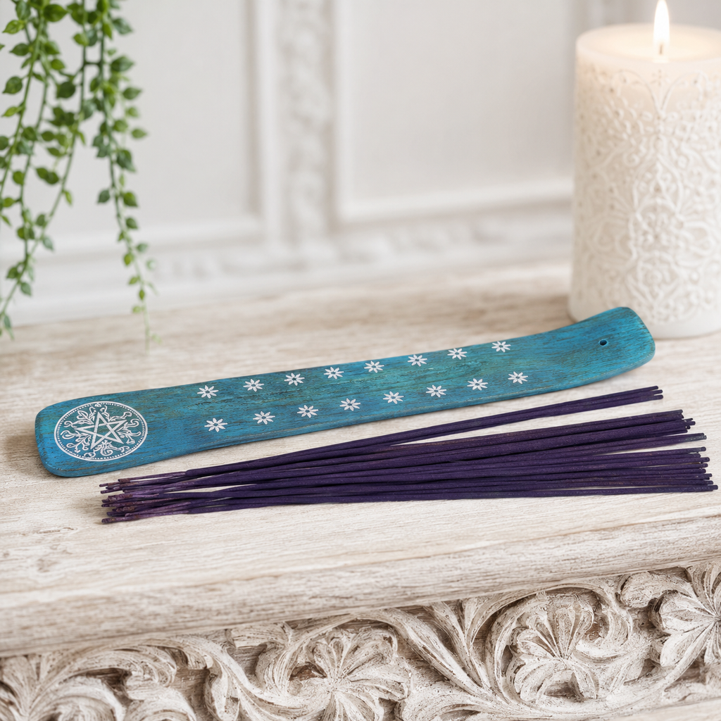 Black Magic Protection Incense Holder with 20 Incense Sticks (Black Opium & Myrrh)