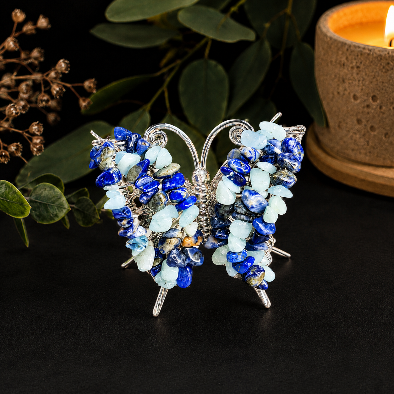 Gemstone Butterfly - Blue Mix (Aquamarine, Lapis Lazuli & Sodalite)