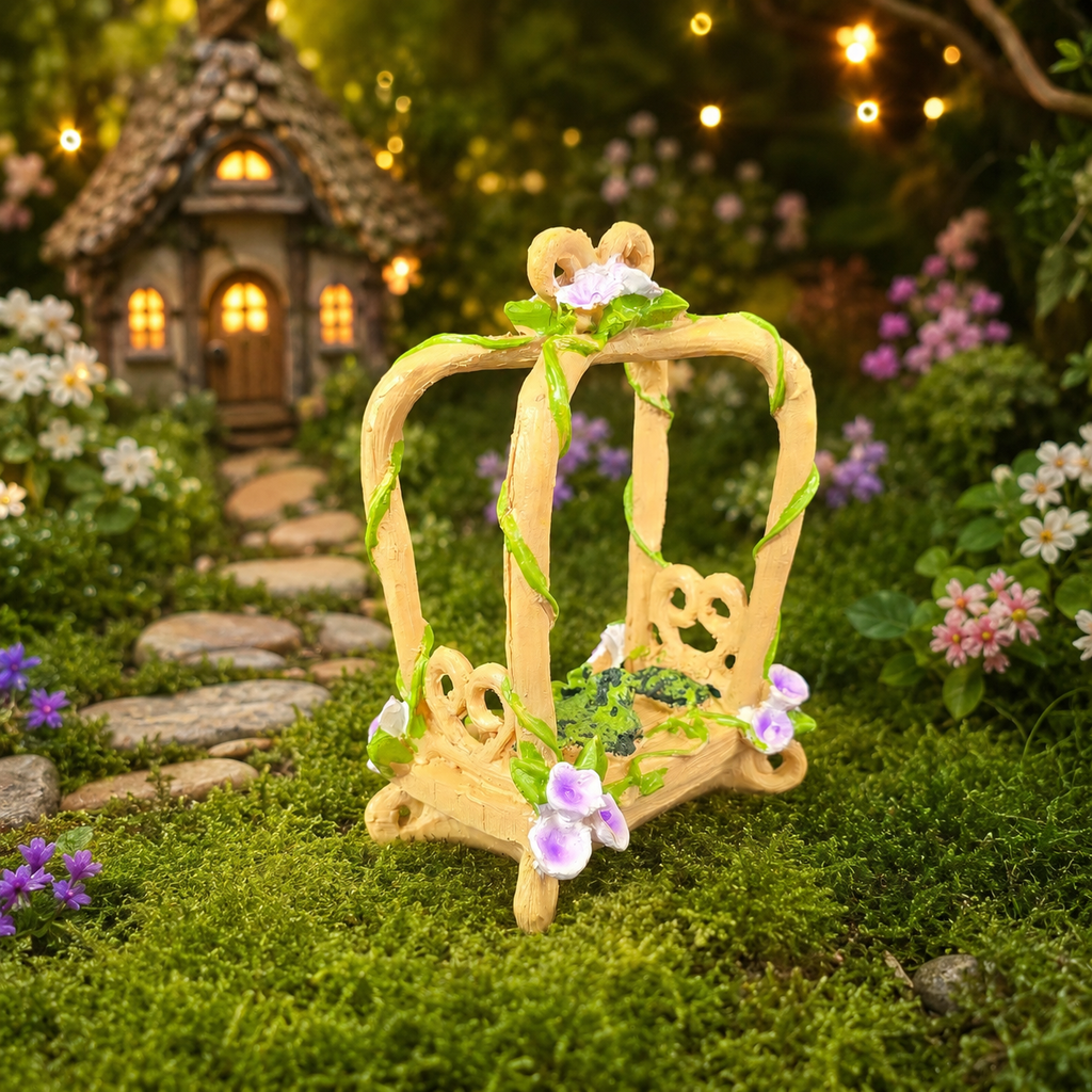 15cm Fairy Garden Bed with Purple Flowers