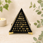 10cm Large Gold Egyptian Print on Obsidian Pyramid