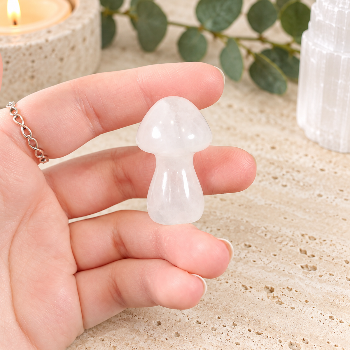 Clear Quartz 4cm Gemstone Mushroom