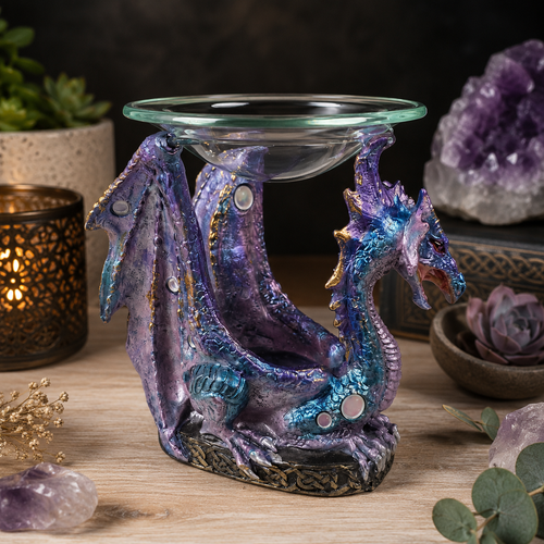 13cm Dragon Oil Burner with Glass Dish