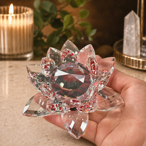 12cm Red Glass Lotus