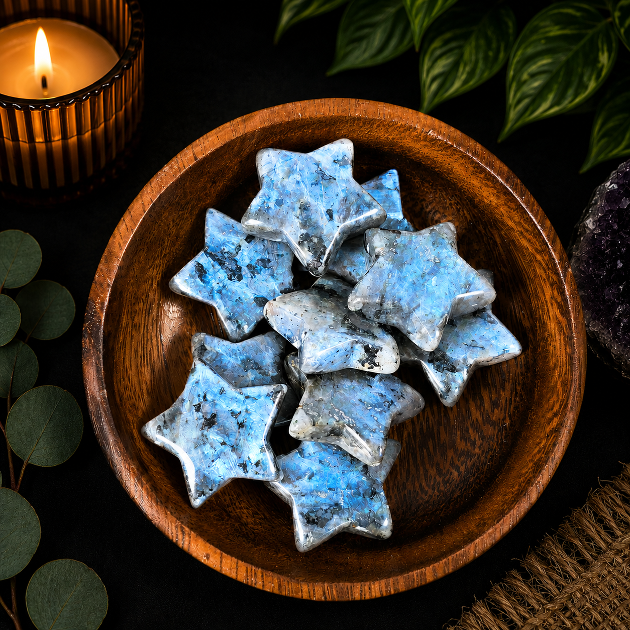 3cm Gemstone Star - Larvikite