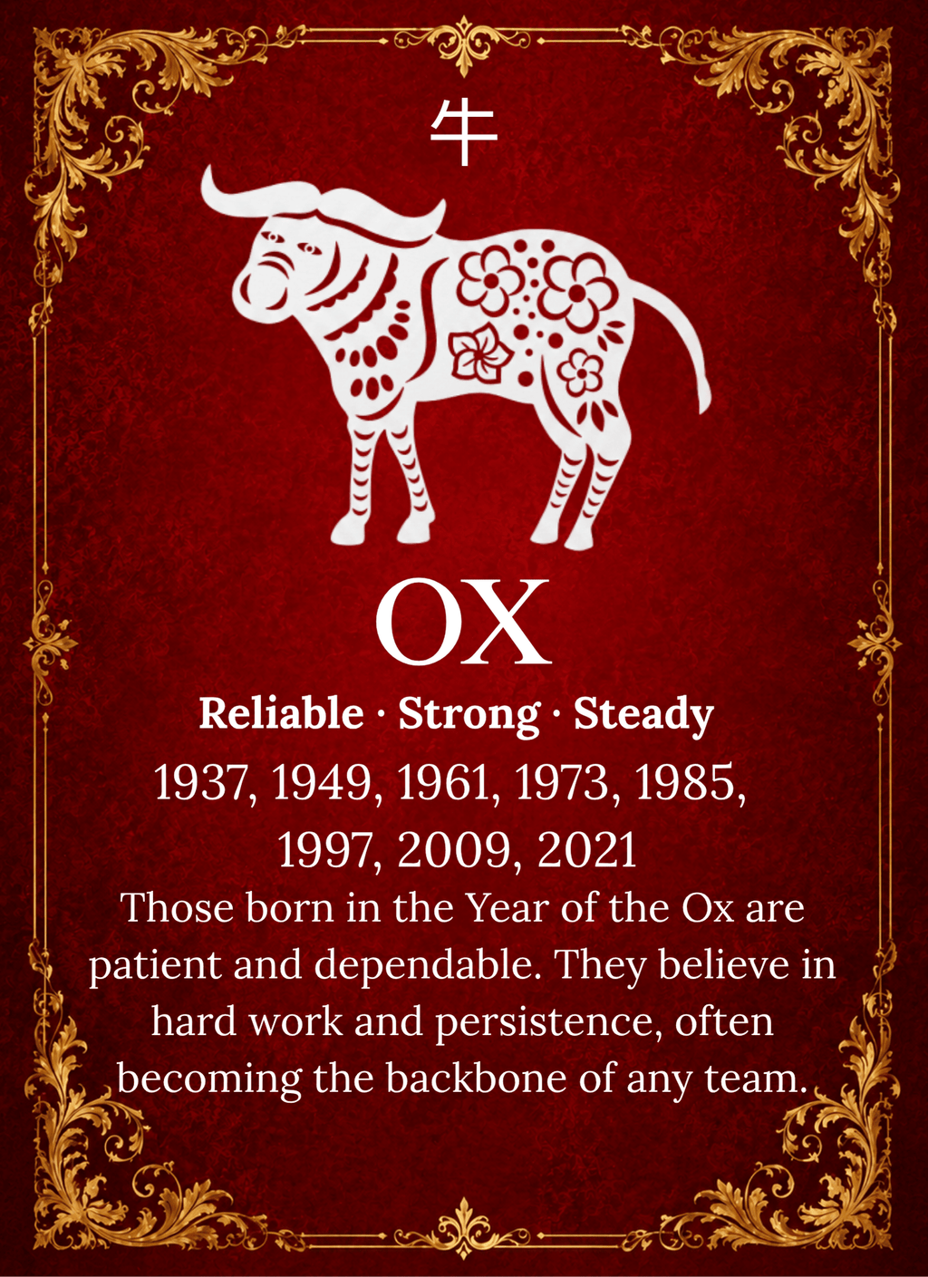 Year of the Ox Chinese Zodiac 4cm Glass Magnet