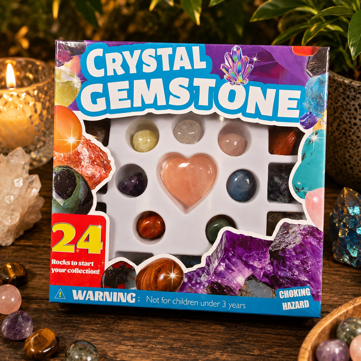 24 Piece Crystal Gemstone Boxed Set