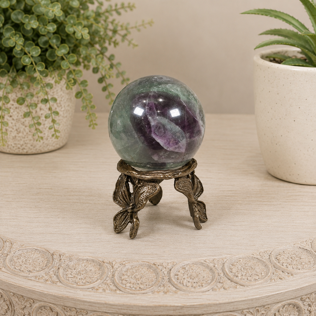 Brown Butterfly Metal Sphere Stand
