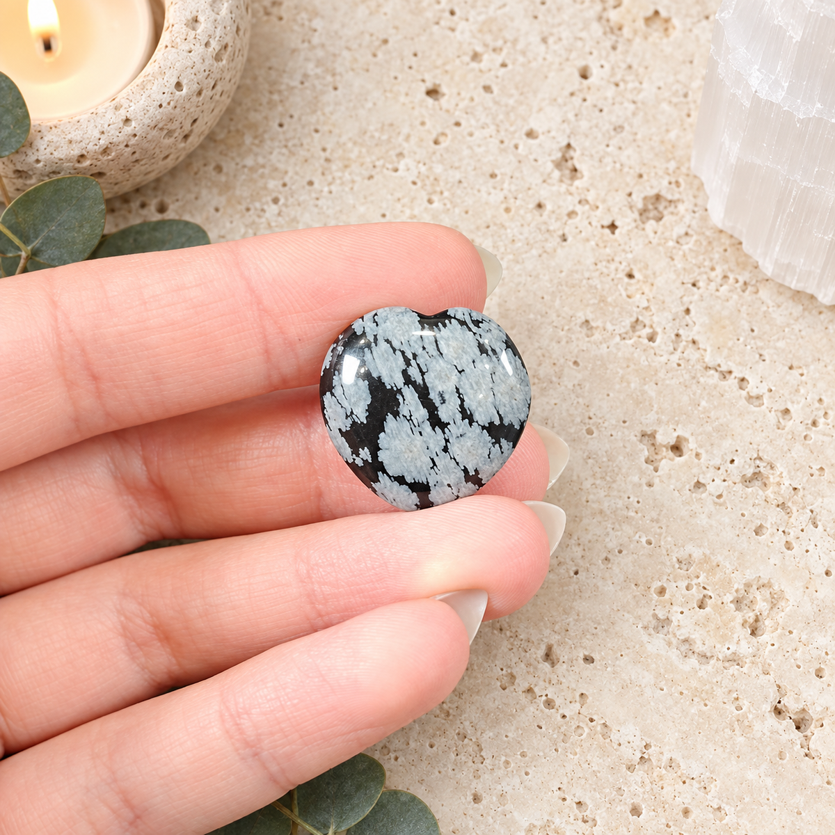 Snowflake Obsidian 2cm Gemstone Heart