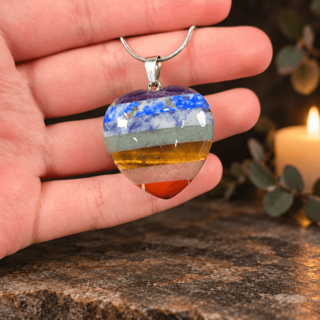 Chakra Gemstone Heart Necklace