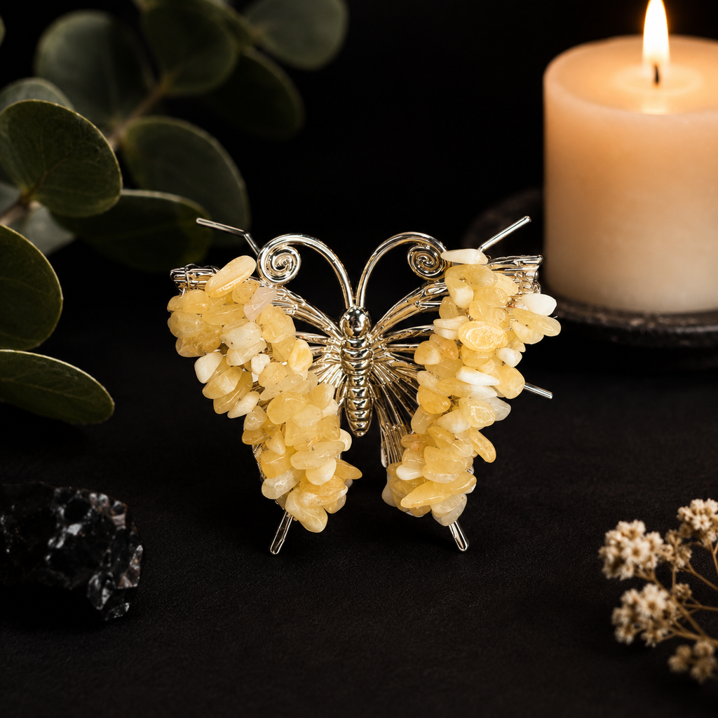 Gemstone Butterfly - Yellow Calcite