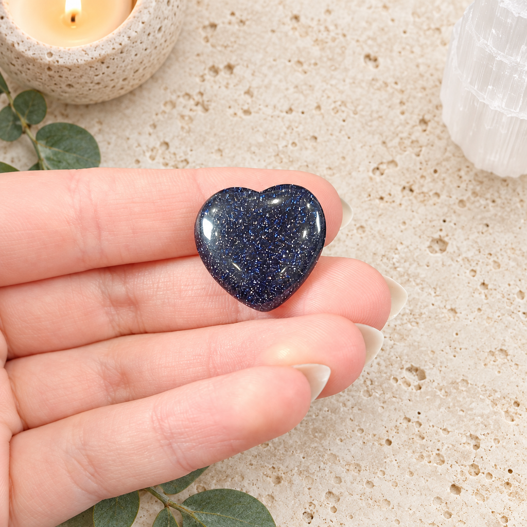 Blue Goldstone 2cm Gemstone Heart