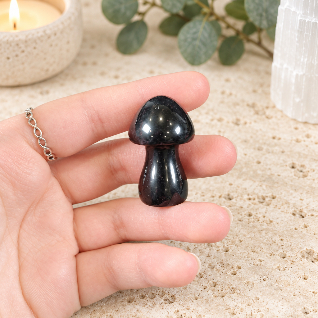 Black Obsidian 4cm Gemstone Mushroom