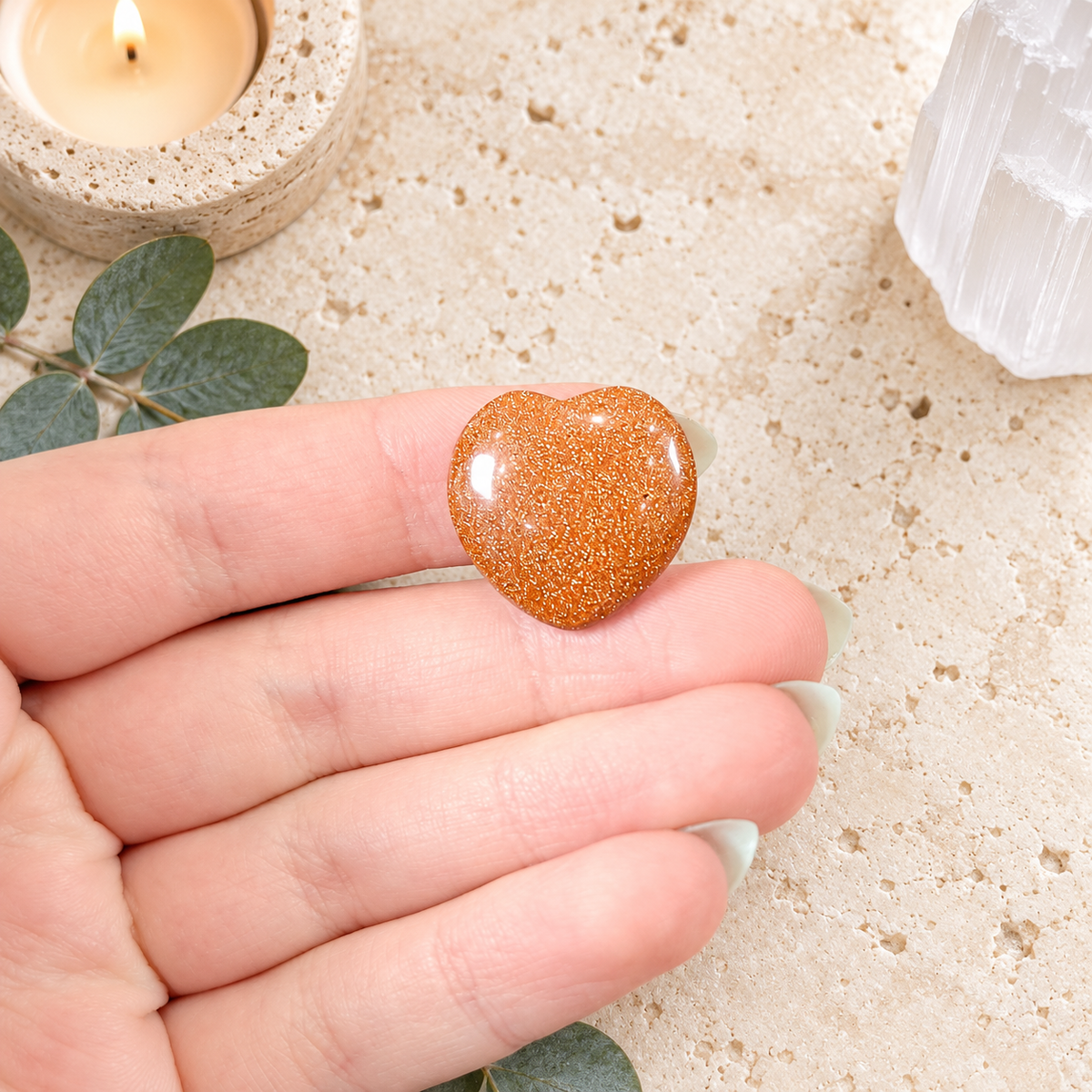 Goldstone 2cm Gemstone Heart
