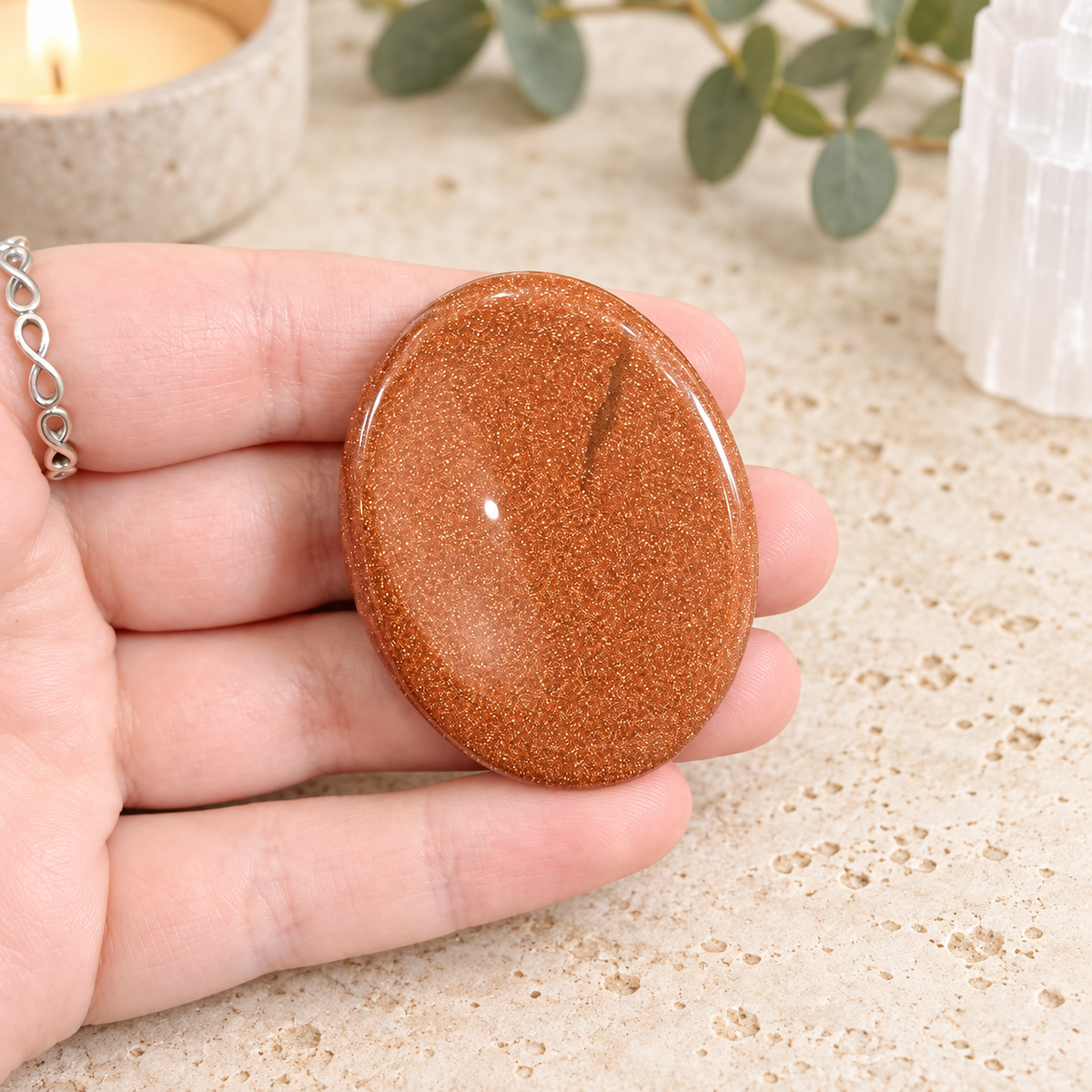 Goldstone Oval Shape Worry Stone (Thumb Stone)